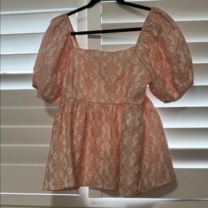 Entro Pink Floral Lace Blouse